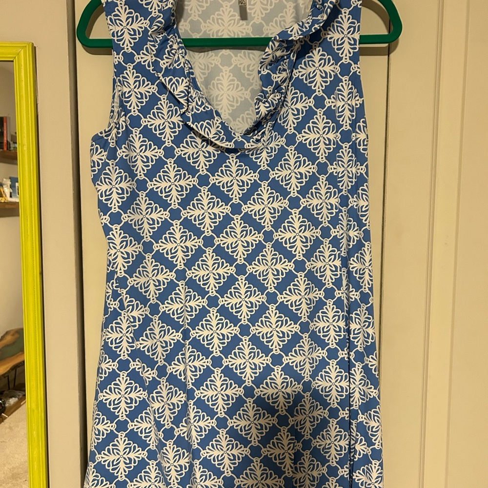 Lulu-B Blue and White Sleeveless Mini Dress